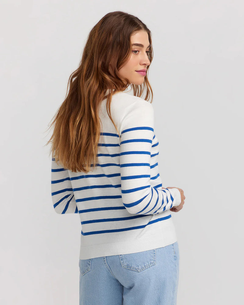 Jac Cadeaux Stripe cotton and cashmere sweater