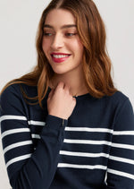 Jac Cadeaux Stripe cotton and cashmere sweater navy/white