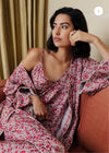 LILY AND LIONEL CORINNA ROBE VISCOSE SATIN PINK ASTER LIBERTY PRINT