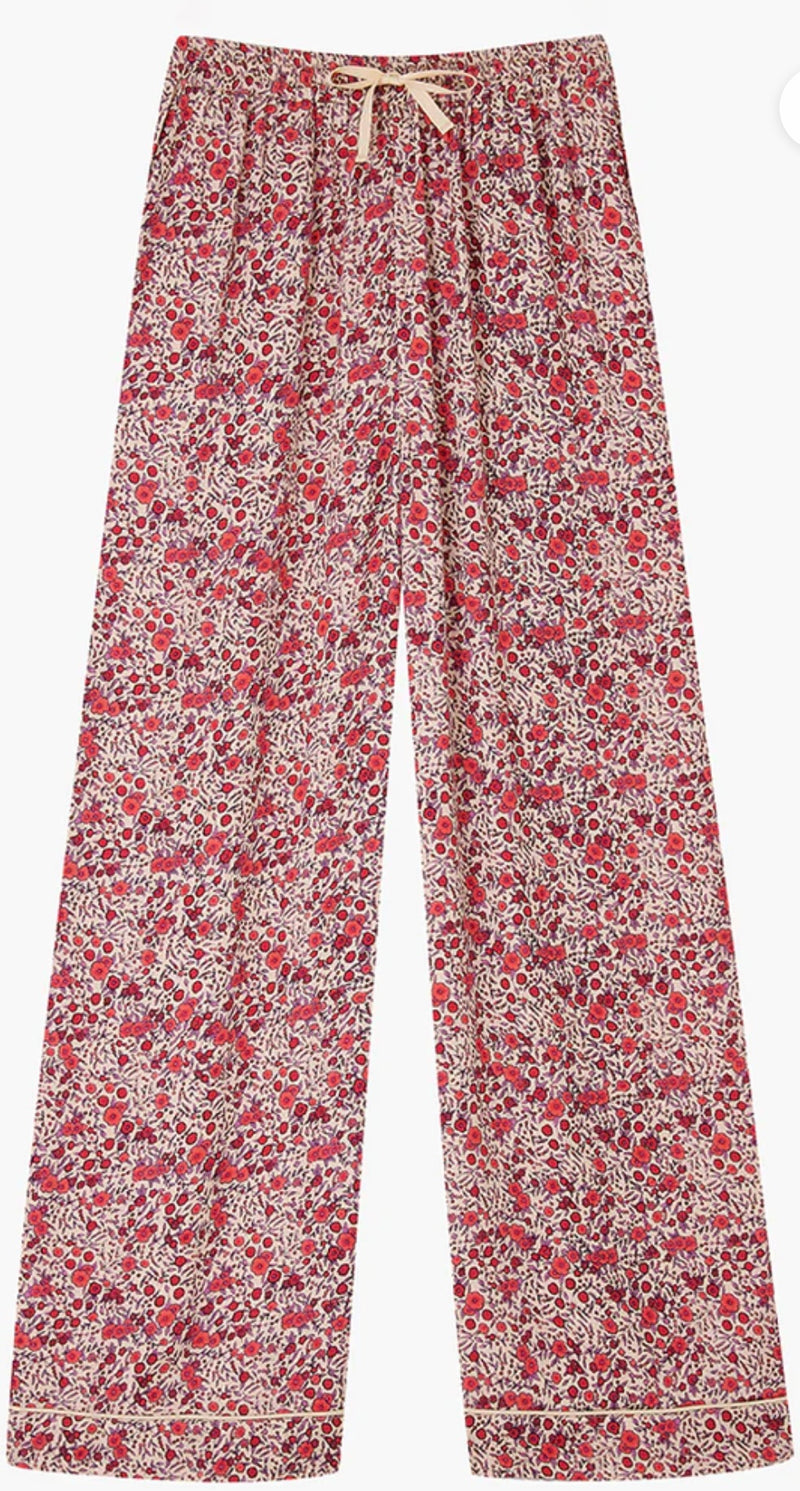 LILY AND LIONEL PJ SET VISCOSE SATIN PINK ASTER LIBERY PRINT
